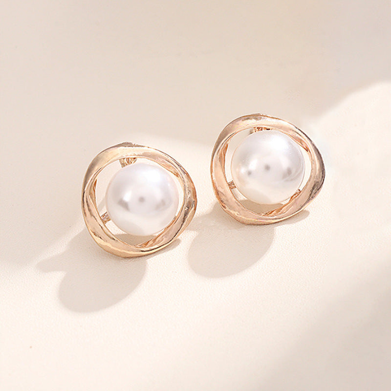 Wholesale Imitation pearl stud earrings necklace jewelry set